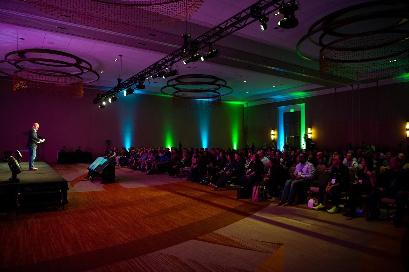 A full audience watching Steve Werner present